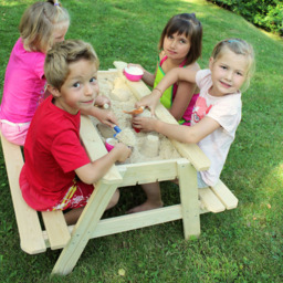 Soulet Kids 4 Seater Wooden Picnic Table with Sand Pit - Tan - Wilko - thumbnail 6