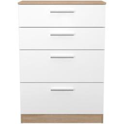 Crowndale Contrast 4 Drawer White Matt and Bardolino Oak Deep Chest of Drawers Ready Assembled - White Matt & Bardolino Oak - Wilko - thumbnail 3