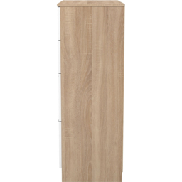Crowndale Contrast 4 Drawer White Matt and Bardolino Oak Deep Chest of Drawers Ready Assembled - White Matt & Bardolino Oak - Wilko - thumbnail 4