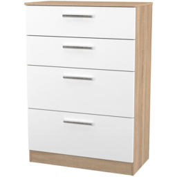Crowndale Contrast 4 Drawer White Matt and Bardolino Oak Deep Chest of Drawers Ready Assembled - White Matt & Bardolino Oak - Wilko - thumbnail 5