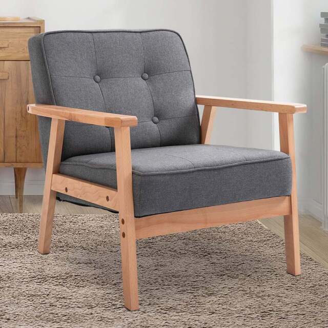 Portland Dark Grey Wooden Accent Chair - Size: Single - Wilko - image 1