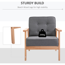 Portland Dark Grey Wooden Accent Chair - Size: Single - Wilko - thumbnail 7