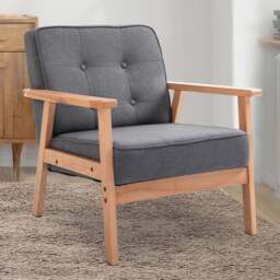 Portland Dark Grey Wooden Accent Chair - Size: Single - Wilko - thumbnail 1