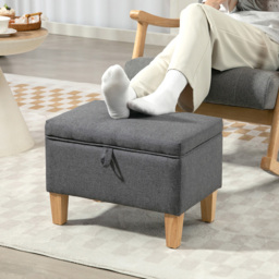 HOMCOM Charcoal Grey Linen Fabric Ottoman Storage Box - Size: 28 x 35 x 51cm - Wilko - thumbnail 4