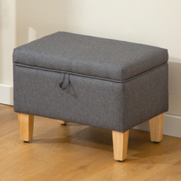 HOMCOM Charcoal Grey Linen Fabric Ottoman Storage Box - Size: 28 x 35 x 51cm - Wilko - thumbnail 1