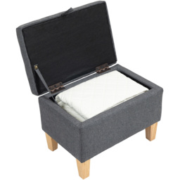 HOMCOM Charcoal Grey Linen Fabric Ottoman Storage Box - Size: 28 x 35 x 51cm - Wilko - thumbnail 3