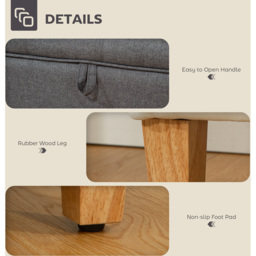 HOMCOM Charcoal Grey Linen Fabric Ottoman Storage Box - Size: 28 x 35 x 51cm - Wilko - thumbnail 7