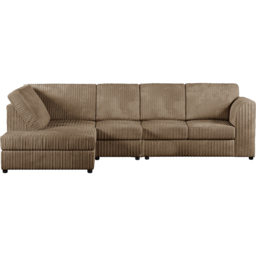 Luxor 4 Seater Coffee Jumbo Cord Left Hand Facing Full Back L Shaped Corner Sofa Set - Cream - Wilko - thumbnail 3