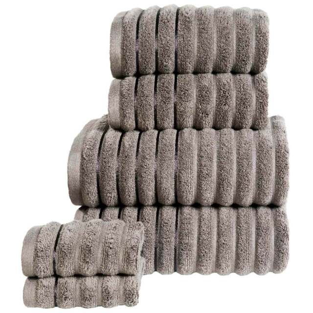 Rapport Home Charcoal Grey Ribbed Cotton Hand Towel - Size: 4 x 80 x 50cm - Wilko - image 1