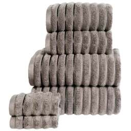 Rapport Home Charcoal Grey Ribbed Cotton Hand Towel - Size: 4 x 80 x 50cm - Wilko