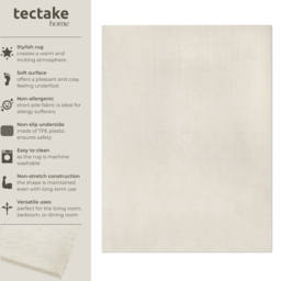 tectake Zonelle Cream Short Pile Ultra Soft Rug 230 x 160cm - Size: 1.5 x 230 x 160cm - Wilko - thumbnail 7