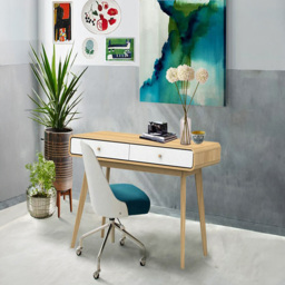 Loft24 Cassie 2 Drawer Oak White Compact Desk - Size: 79 x 120 x 50cm - Oak/White - Wilko - thumbnail 7