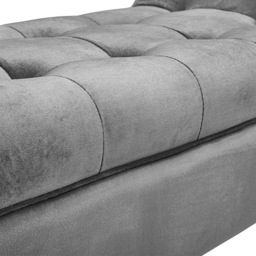 Living and Home Grey Modern Soft Velvet Buttoned Armed Bench - Size: 56 x 118 x 45cm - Wilko - thumbnail 6