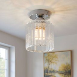 Living and Home Chrome Crystal E27 Ceiling Light - Size: 17.5 x 12.5 x 12.5cm - Wilko - thumbnail 3