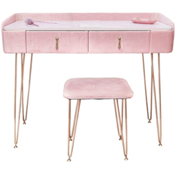 CARME Home Tokyo Glow Pink Velvet Dressing Table with Stool Set - Size: 55 x 34 x 116cm - Wilko - thumbnail 3