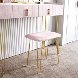 CARME Home Tokyo Glow Pink Velvet Dressing Table with Stool Set - Size: 55 x 34 x 116cm - Wilko - thumbnail 4