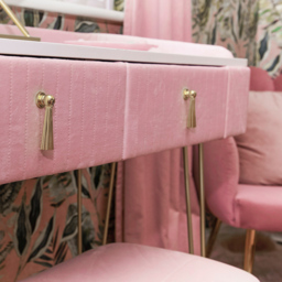 CARME Home Tokyo Glow Pink Velvet Dressing Table with Stool Set - Size: 55 x 34 x 116cm - Wilko - thumbnail 6