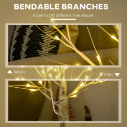 HOMCOM 72 Warm White LED Pre Lit White Artificial Birch Tree 4ft - Everglow - Wilko - thumbnail 7