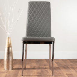 Furniturebox Valera Set of 4 Grey and Chrome Faux Leather Dining Chair - Wilko - thumbnail 1