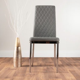 Furniturebox Valera Set of 4 Grey and Chrome Faux Leather Dining Chair - Wilko - thumbnail 6