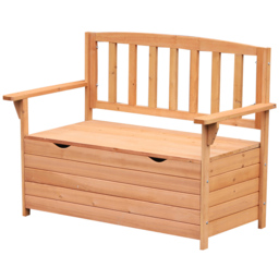 Outsunny Solid Fir Wood Garden Storage Bench - Size: 2 Seater - Brown - Wilko - thumbnail 3