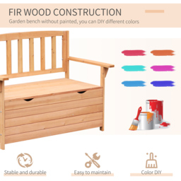 Outsunny Solid Fir Wood Garden Storage Bench - Size: 2 Seater - Brown - Wilko - thumbnail 7