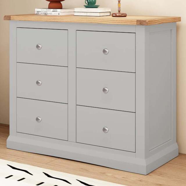 Cabinet Bits Rocca 6 Drawer Grey Chrome Knob Chest of Drawers - Wilko - image 1