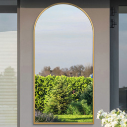 MirrorOutlet The Arcus Gold Framed Arched Leaner and Wall Garden Mirror 200 x 100cm - Size: 200 x 100 x 3cm - Wilko - thumbnail 3