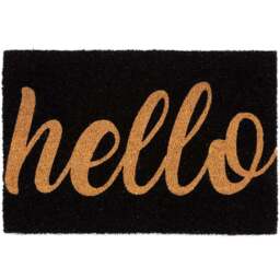 Esselle Home Natural Hello Coir Doormat 60 x 40cm - Brown - Wilko - thumbnail 1