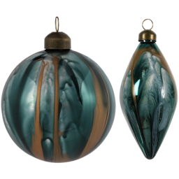 Emerald Petrol Effect Bauble - Green - Size: 1 Piece - Wilko
