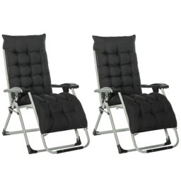 Neo Zero Gravity Black Reclining Sun Lounger with Padded Cushions - Size: 160 x 67.5 x 109cm - Wilko - thumbnail 3