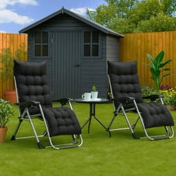 Neo Zero Gravity Black Reclining Sun Lounger with Padded Cushions - Size: 160 x 67.5 x 109cm - Wilko - thumbnail 7