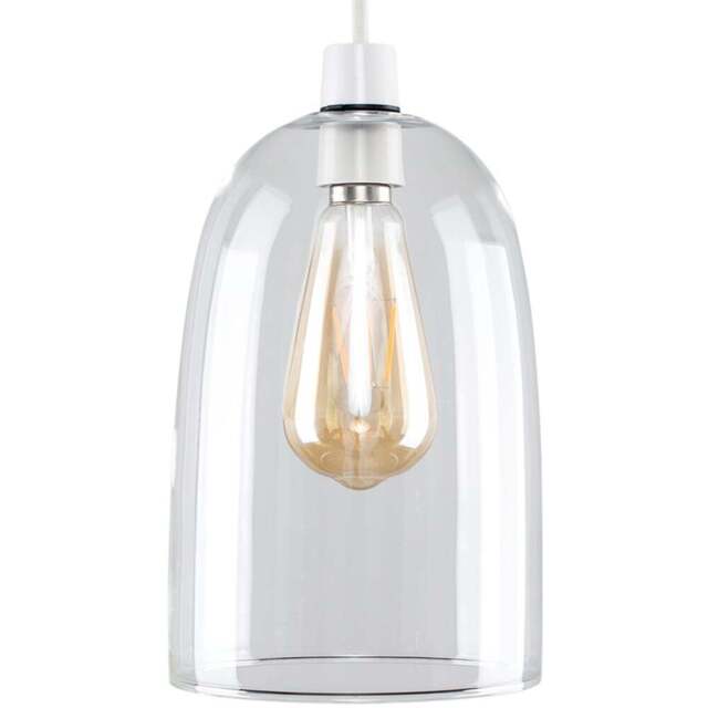 ValueLights Kira Glass Dome Shaped Ceiling Pendant Shade - Size: 24 x 15 x 15cm - Silver - Wilko - image 1