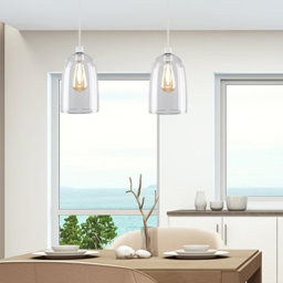 ValueLights Kira Glass Dome Shaped Ceiling Pendant Shade - Size: 24 x 15 x 15cm - Silver - Wilko - thumbnail 3