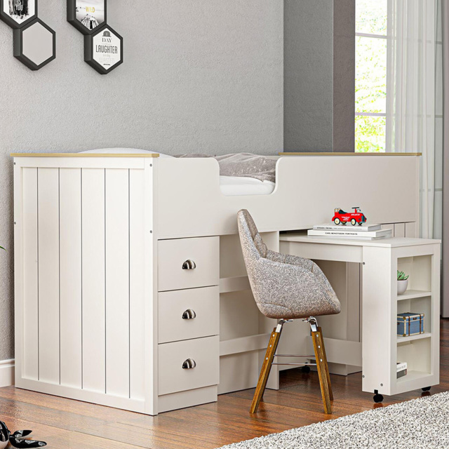 Lexington Cream Mid Sleeper Bed - Size: Single - Wilko