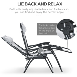 Outsunny Light Grey Zero Gravity Folding Recliner Chair - Size: 1 Seater - Wilko - thumbnail 5