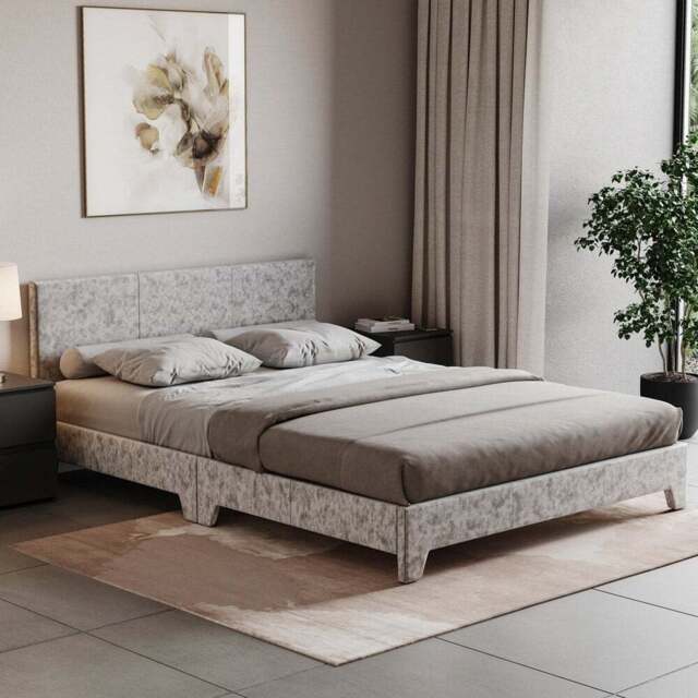 VIDA DESIGNS Victoria Double Silver Velvet Bed Frame - Wilko - image 1