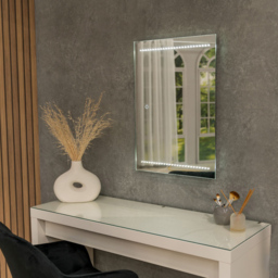 ValueLights Rectangular LED Strip Light Bathroom Mirror with Touch Control - Size: 50 x 2.5 x 70cm - Silver - Wilko - thumbnail 6