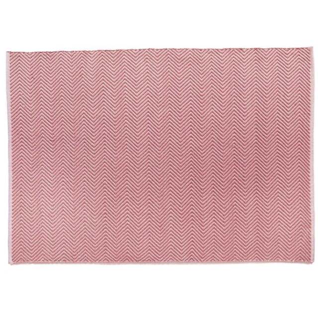 Hug Rug Coral Pink Woven Herringbone Rug 80 x 150cm - Wilko - image 1