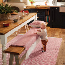 Hug Rug Coral Pink Woven Herringbone Rug 80 x 150cm - Wilko - thumbnail 3