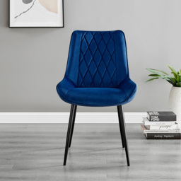 Furniturebox Arona Cesano Marble 6 Seater Round Dining Set White and Navy - Blue - Wilko - thumbnail 4