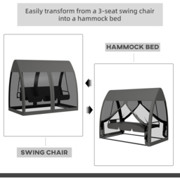 Outsunny 3 Seater Grey Garden Swing Chair with Mesh Canopy - Wilko - thumbnail 7