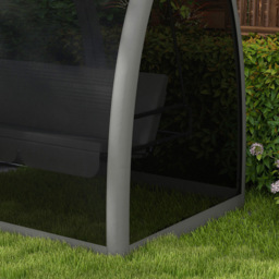 Outsunny 3 Seater Grey Garden Swing Chair with Mesh Canopy - Wilko - thumbnail 4