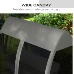 Outsunny 3 Seater Grey Garden Swing Chair with Mesh Canopy - Wilko - thumbnail 5