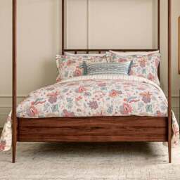 V&A Chintz Reverie Double Red and Teal Duvet Set - Red/ Teal - Wilko