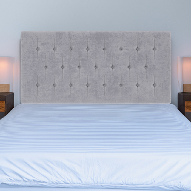 Bedmaster Small Double Seal Grey Naples Velvet Lona Buttoned Headboard - Wilko - image 1