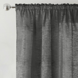 Tyrone Textiles Rhodes Charcoal Linen Look Rod Pocket Voile Panel Curtains 140 x 122cm - Size: W 140 x D 122cm - Wilko - thumbnail 3
