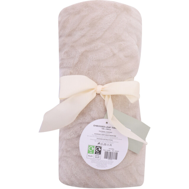 Embossed Leaf Throw Natural - Wilko - image 1