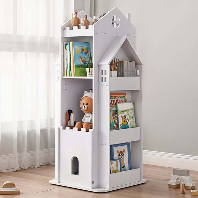 Living and Home 4 Tier White Rotating Kids Castle Bookshelf - Size: 4 Shelf - Wilko - image 1
