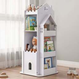 Living and Home 4 Tier White Rotating Kids Castle Bookshelf - Size: 4 Shelf - Wilko - thumbnail 1